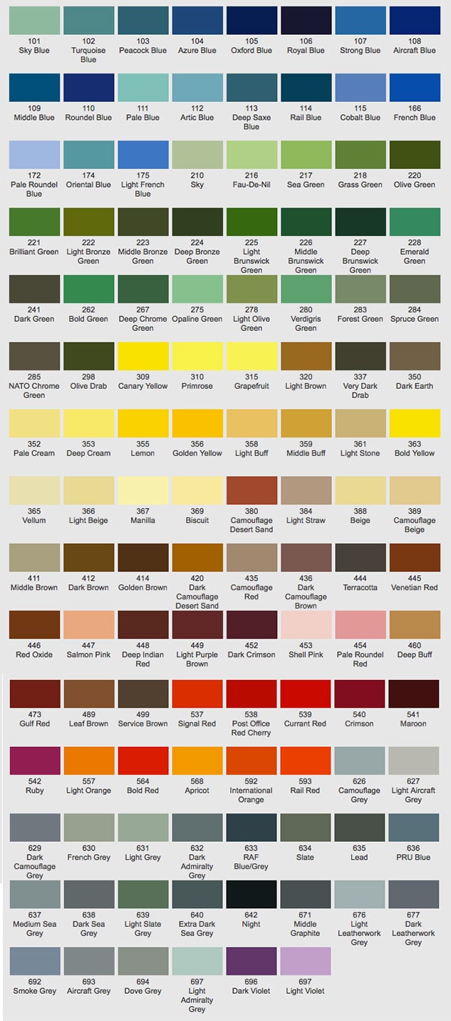 Bs381c Colour Chart